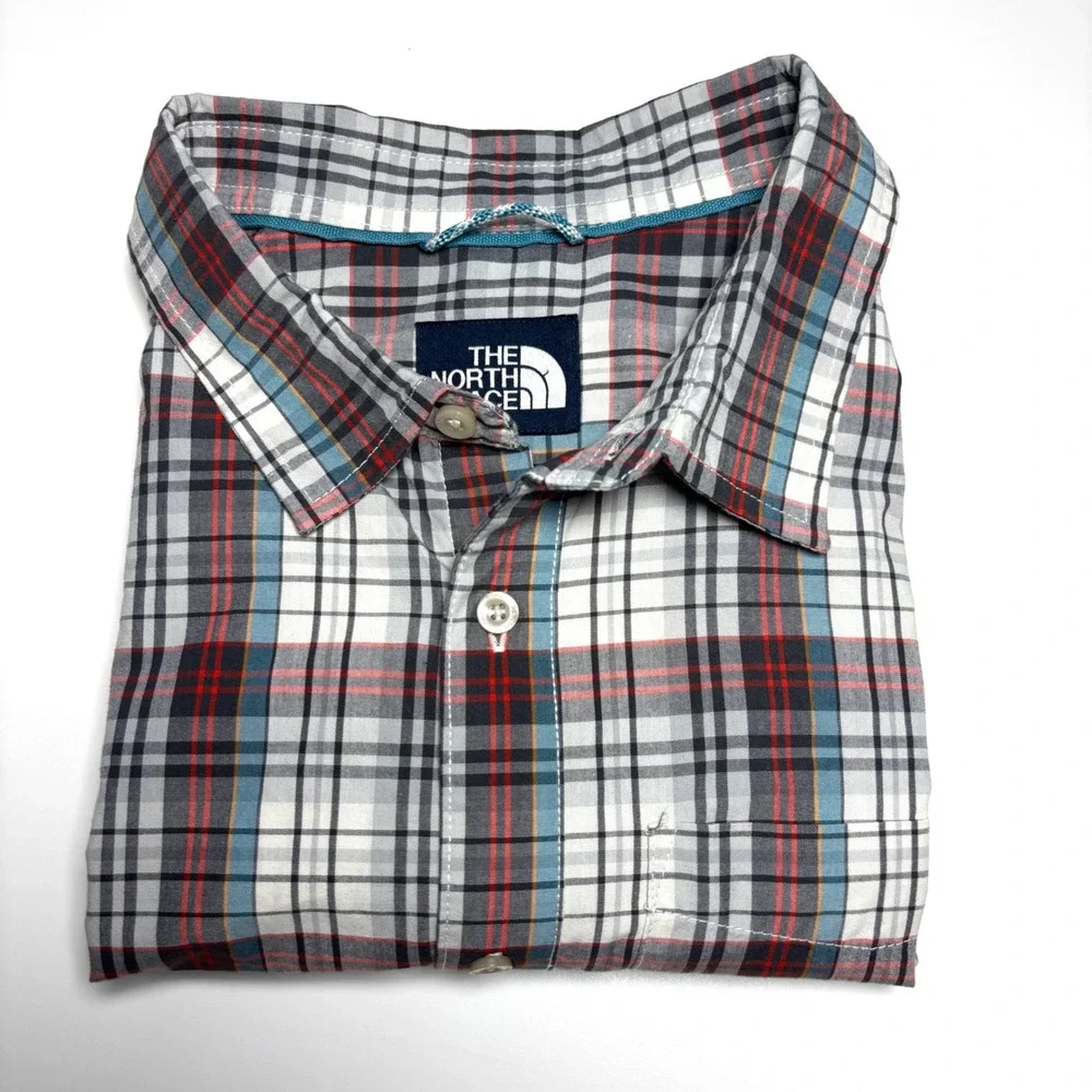 The North Face Plaid Button Up Hammetts Shirt Short Sleeve Mens L Casual Outdoor